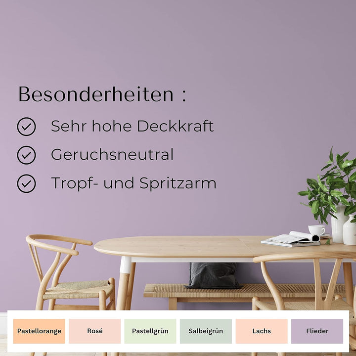 derendo Fühl Dich Wohl Deine Farbe pastell, matte Wandfarbe pastell, hohe Deckkraft, verschiedene Pa