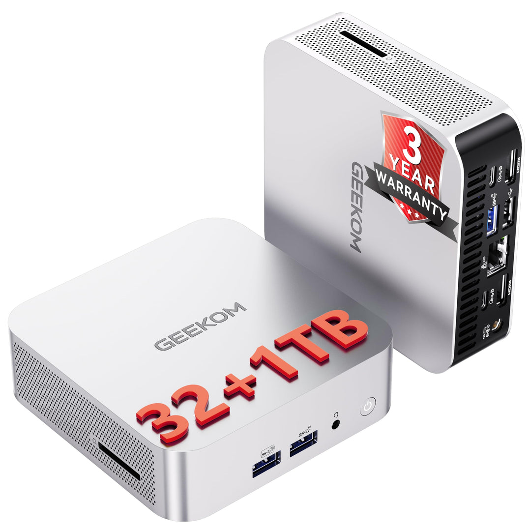GEEKOM Mini PC A5 Pro mit AMD Ryzen 5 7430U 1 TB SSD | 3-Jahren-Garantie | Kompakter Mini Desktop PC