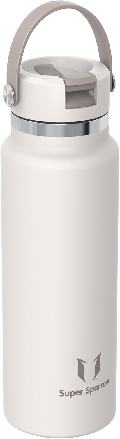 Sparrow Trinkflasche Edelstahl 1.2L - Weiter Öffnung SwivelSip Thermosflasche mit Strohhalm - BPA-fr