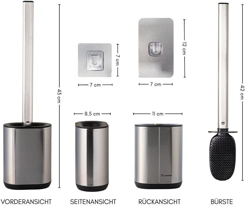 Erreke Toilettenbürste Silikon, Klobürste Silikon, WC Bürste, Klobürste Edelstahl, Toilettenbürste E