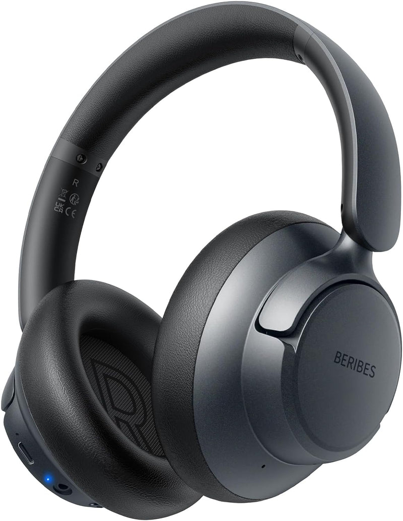 BERIBES Bluetooth Kopfhörer Over-Ear,Active Noise Cancelling kopfhoerer mit Mikrofon,Transparenten M