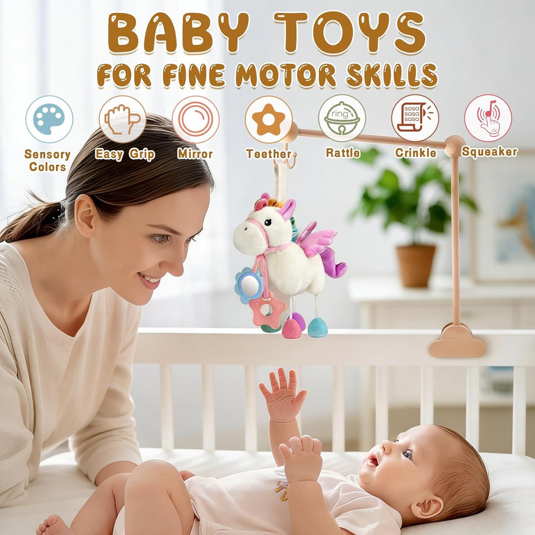 TYRY.HU Baby Spielzeug für Kinderwagen,Rassel Sensory Spielzeug, Knisterfolie, Beissring &amp; Spiegel,