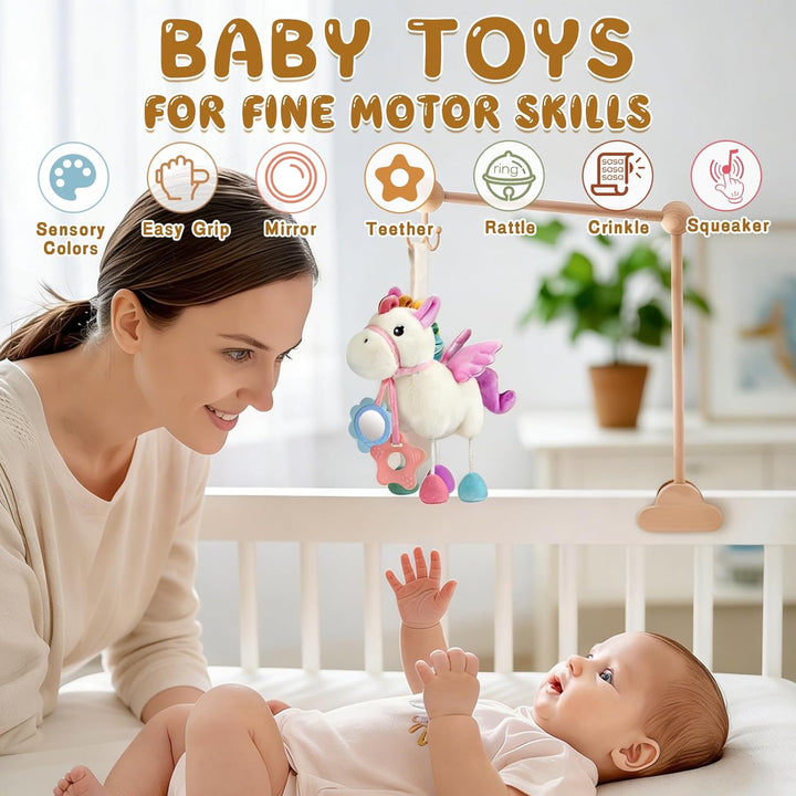 TYRY.HU Baby Spielzeug für Kinderwagen,Rassel Sensory Spielzeug, Knisterfolie, Beissring &amp; Spiegel,