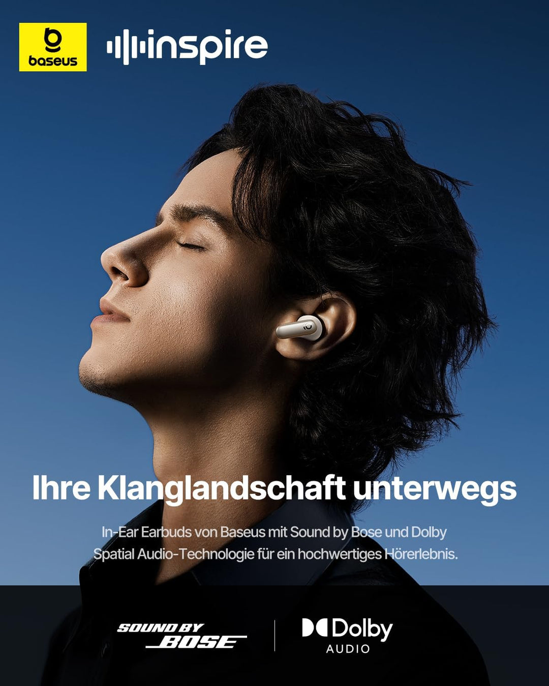 Baseus Inspire XP1 In-Ear Kopfhörer Bluetooth, Sound by Bose, Earbuds mit -50 dB Adaptive Geräuschun