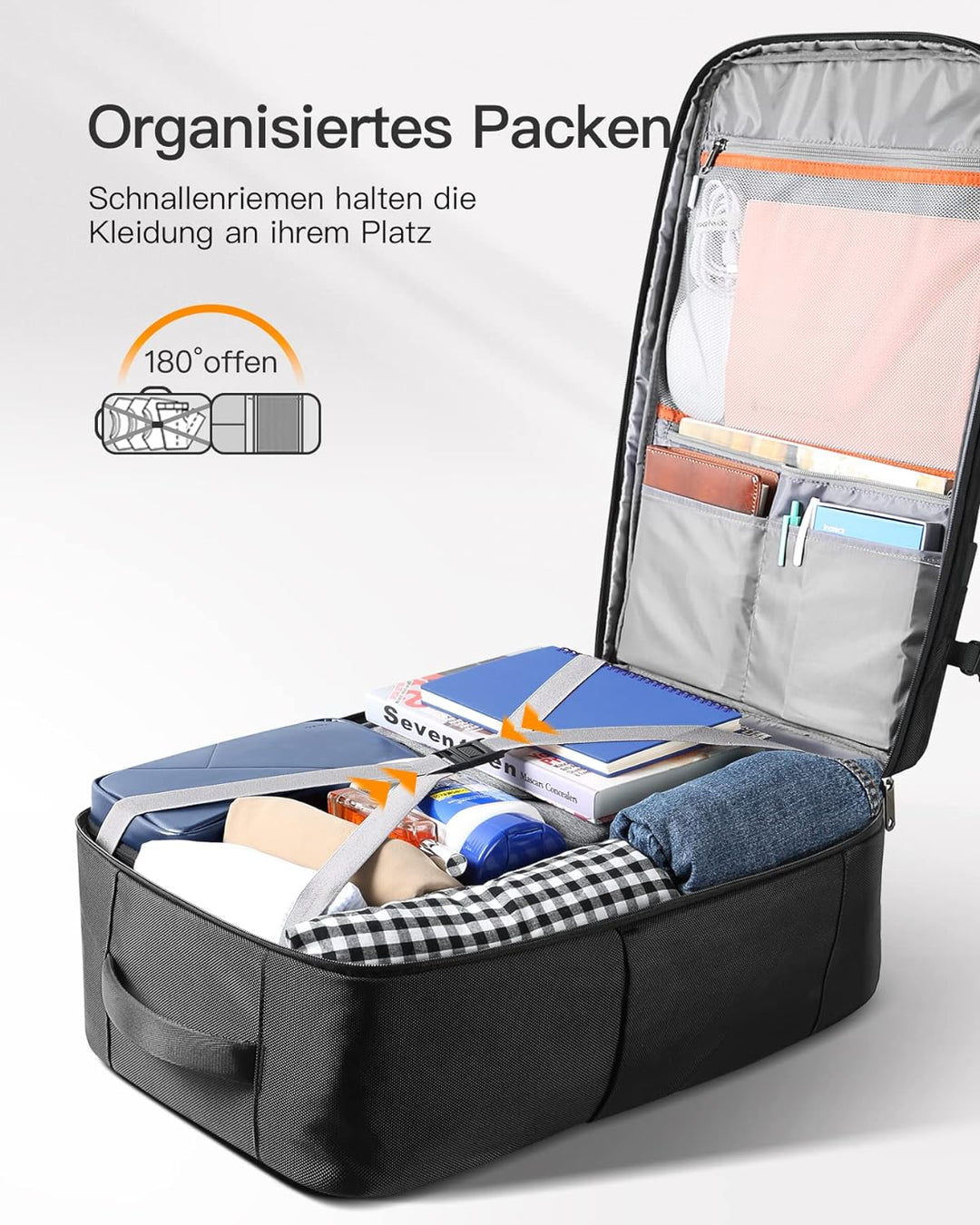 Inateck 42L Supergrosser Handgepäck Reiserucksack Flugzeug Laptop Rucksack für 15,6 Zoll Laptop Note