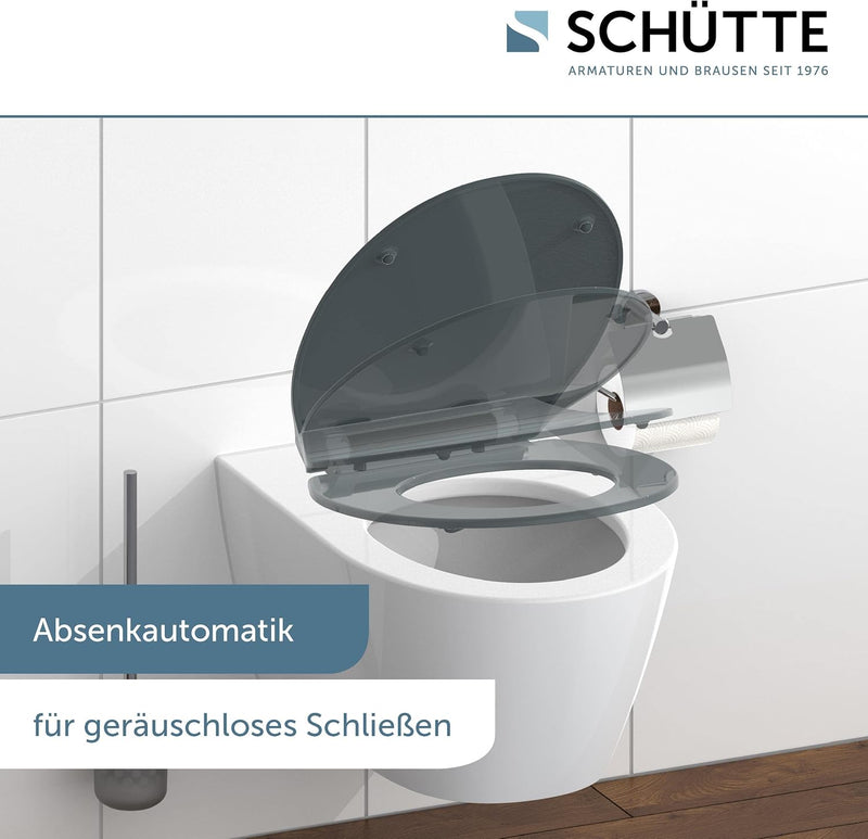 SCHÜTTE 82704 WC Sitz Slim mit Absenkautomatik, Toilettensitz mit Schnellverschluss, schlanker Toile