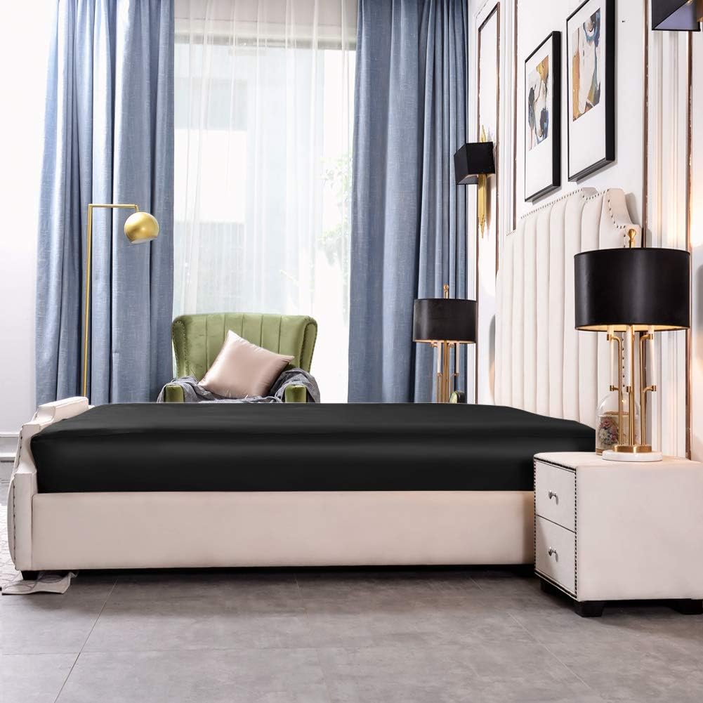 THXSILK Spannbettlaken Seide 25 Momme bis 30cm Matratzenhöhe, Seide Bettlaken aus 100% Reine Seide f
