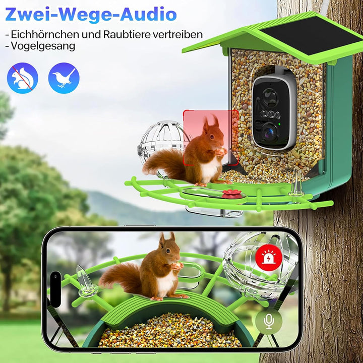 Vogelhaus mit Kamera Solar vogelhaus für den Aussenbereich, 4K mini vogelhaus Kamera, Wetterfest IP6