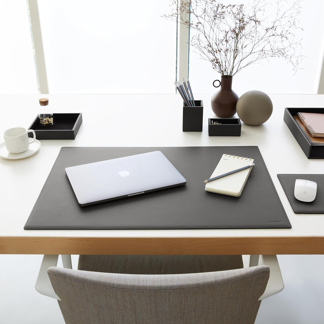 Eglooh - Minerva - Taschenleerer Leder Anthrazit Grau - Schreibtisch-Organizer mit modernem Design -