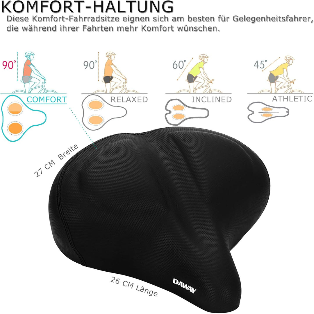 DAWAY Übergrosser Bequemer Fahrradsattel City - C40 Extra Weicher Schaum gepolstert Fahrrad Sattel f