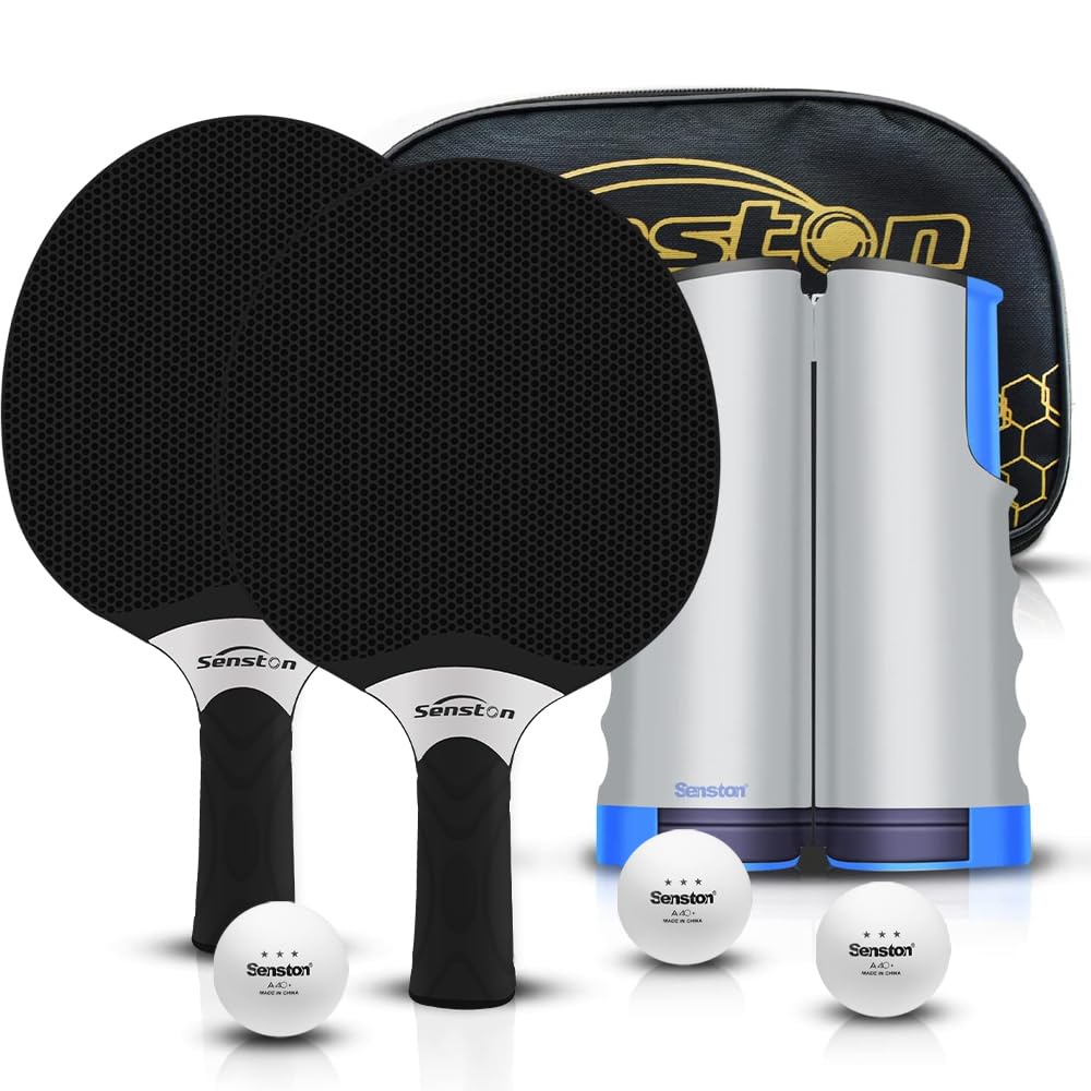 Senston Tischtennisschläger Set, Professionelles Tischtennis Set für 2-4 Spieler, Verbundgummi Tisch