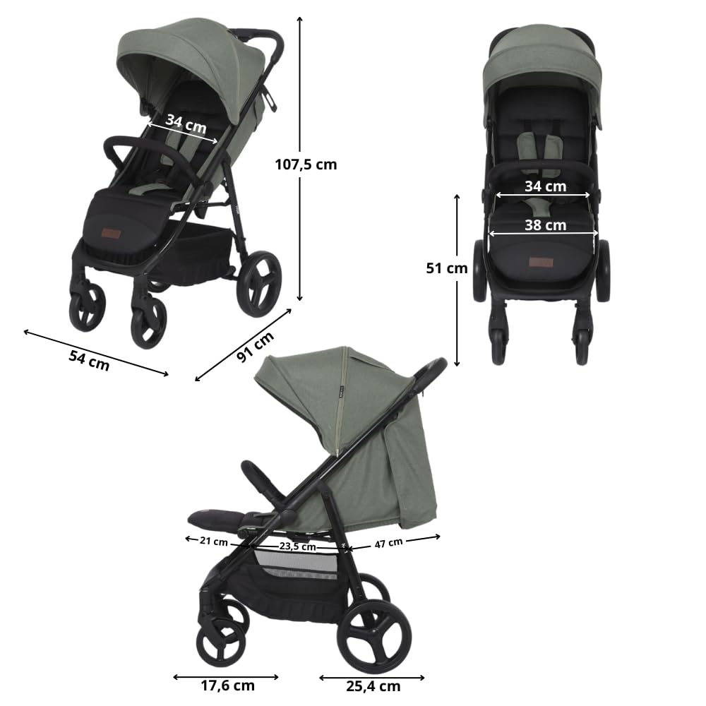 Novi Baby® Grande Go Buggy, buggy von Geburt bis 22 kg, Zusammenklappen mit einer Hand, Liegepositio