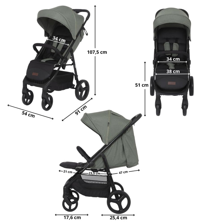Novi Baby® Grande Go Buggy, buggy von Geburt bis 22 kg, Zusammenklappen mit einer Hand, Liegepositio