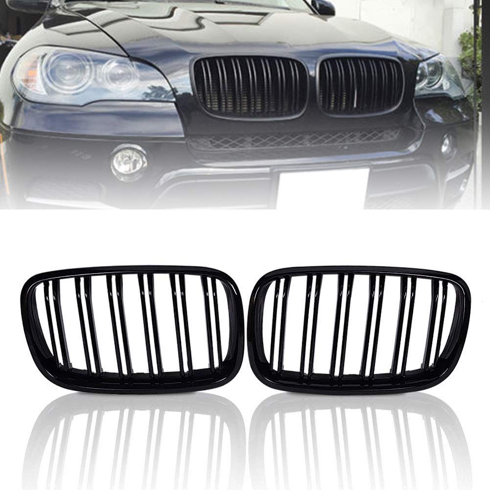 Kühlergrill für E70 E71 X5 X6 07–13, glänzend, Schwarz, 1 Paar
