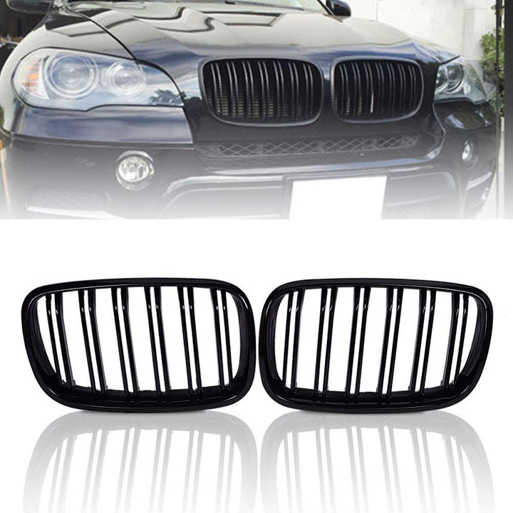 Kühlergrill für E70 E71 X5 X6 07–13, glänzend, Schwarz, 1 Paar