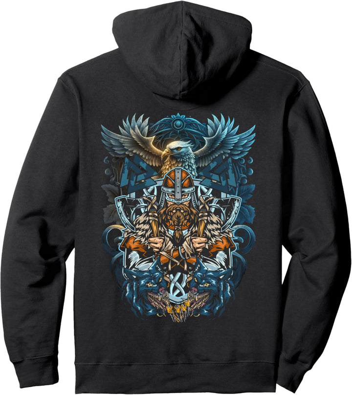 Wikinger Krieger Outfit Berserker Grafik Kostüm Rückendruck Pullover Hoodie