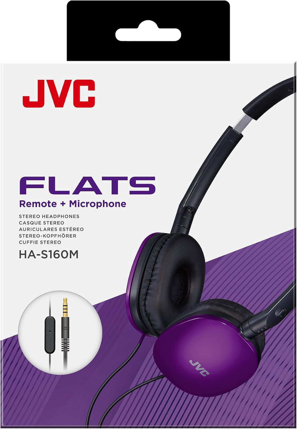 JVC HA-S160M-V - Flats Faltbarer und kompakter Kopfhörer in Glossy Trendfarbe, mit Schalter für Mikr