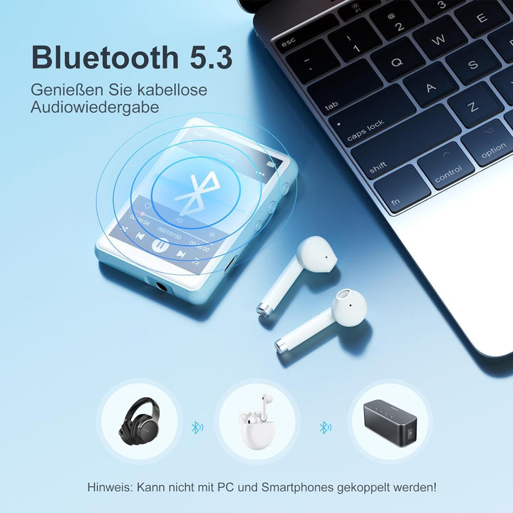 MECHEN 64GB MP3 Player Bluetooth 5.3 | 2,4'' Touchscreen Tragbarer MP3-Player zum Laufen mit Line-in
