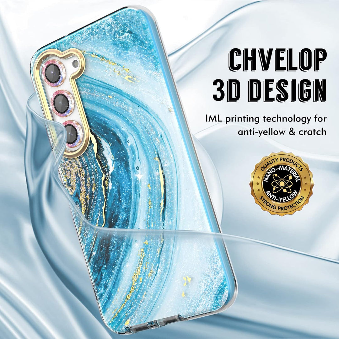 für Samsung S23 Hülle mit Schutzfolie + Stossfänger & Kameraschutz, TPU Stossfest 360°-Schutz, Samsu