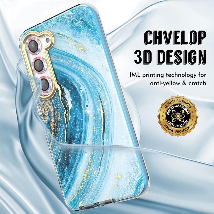 für Samsung S23 Hülle mit Schutzfolie + Stossfänger & Kameraschutz, TPU Stossfest 360°-Schutz, Samsu