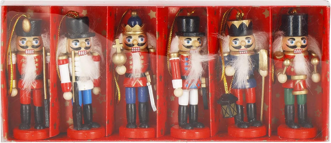SPRINGOS Weihnachten Weihnachtsbaumanhänger Nussknacker Ornament Holzfigur 6 Stück 8 cm Christbaumsc