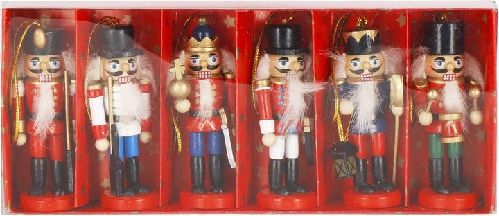SPRINGOS Weihnachten Weihnachtsbaumanhänger Nussknacker Ornament Holzfigur 6 Stück 8 cm Christbaumsc