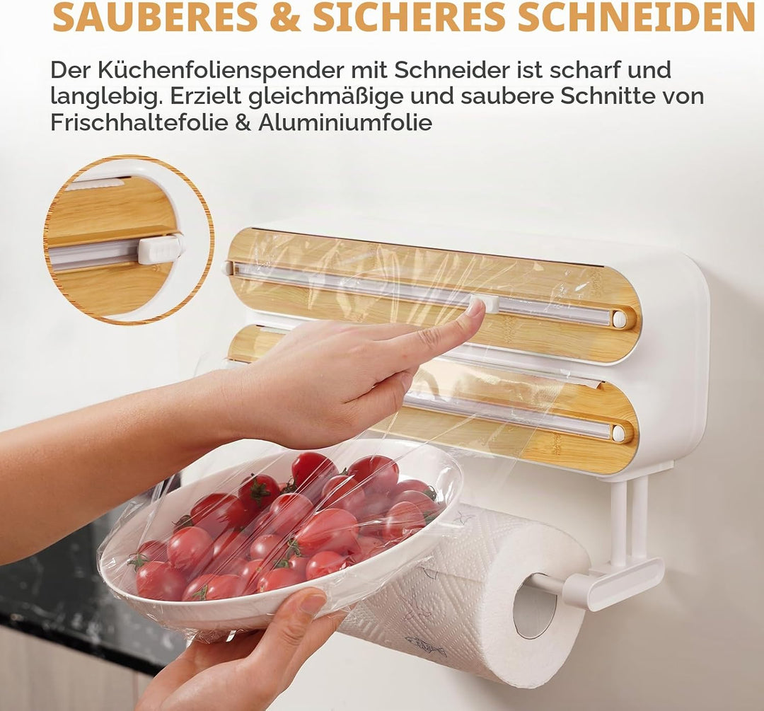 Holz Frischhaltefolienspender, Magnetisch Alufolienspender und Frischhalte, Wandrollenhalter Küche m