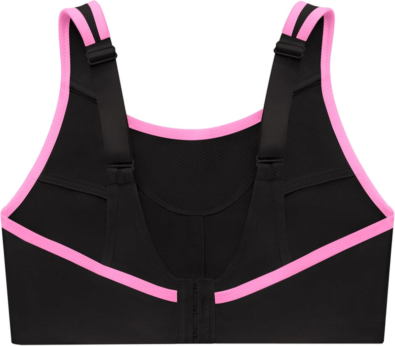 Glamorise Damen Bustier BH mit Perfektem Halt Sports Bra, Undurchsichtige 75C Schwarz/Pink, 75C Schw