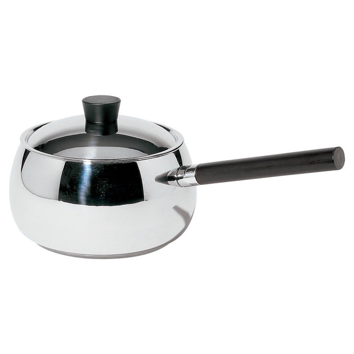 Alessi Kasserolle Mami Fondue Topf Bourguignonne aus Edelstahl gelänzend poliert, 14 x 19.5 x 20 cm