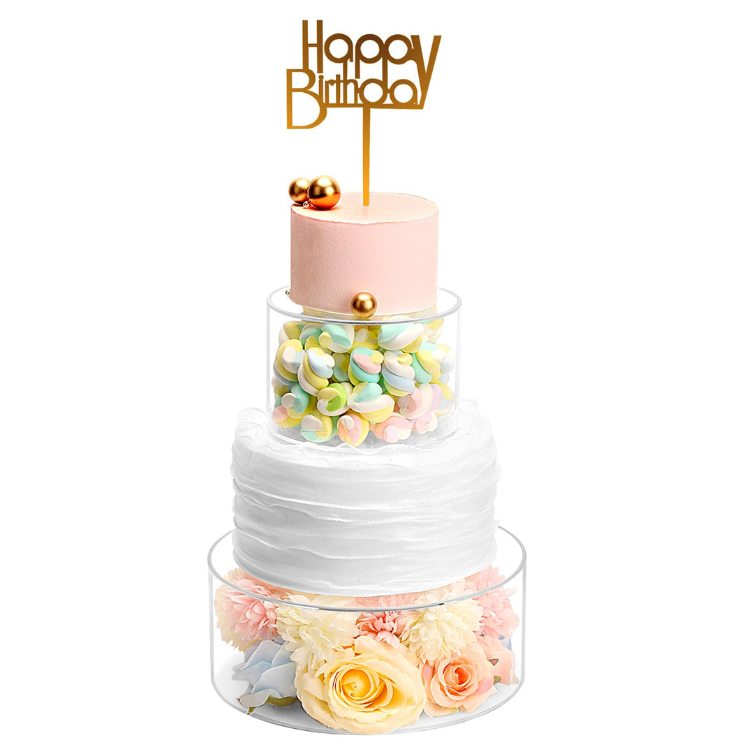 Nynelly 2 füllbare Acryl-Kuchen Stand Kuchen Riser Cake Tier, Runde Zylinder Display Riser Display B