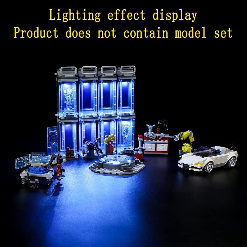 GEAMENT LED Licht-Set Kompatibel mit Lego Iron Mans Werkstatt (Armory) - Beleuchtungsset für 76216 B