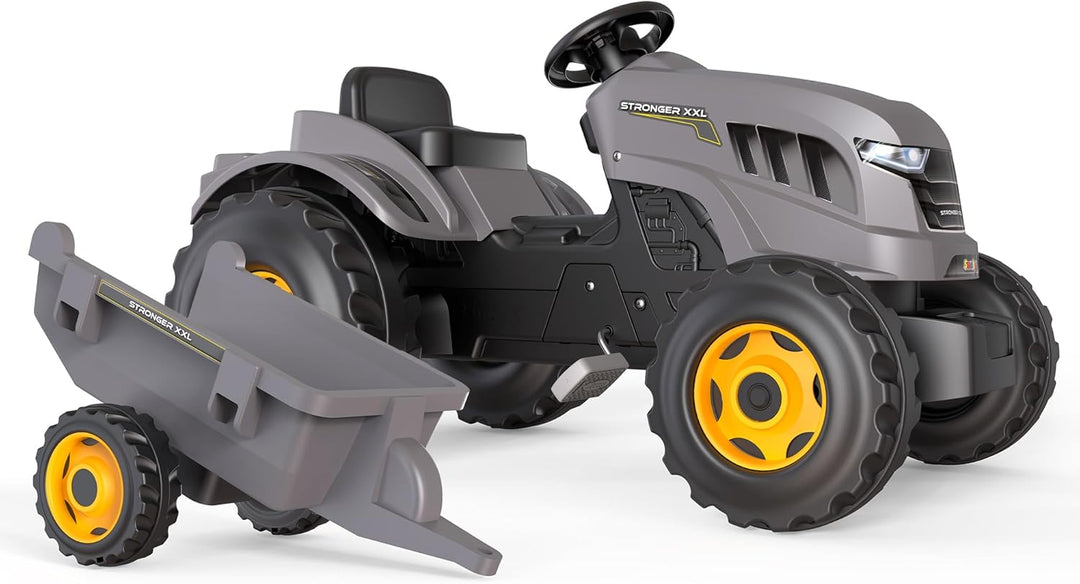 Smoby - Traktor Stronger XXL + Anhänger - Grosser Trettraktor für Kinder - Einstellbarer Sitz - Lenk