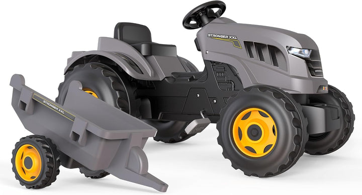 Smoby - Traktor Stronger XXL + Anhänger - Grosser Trettraktor für Kinder - Einstellbarer Sitz - Lenk