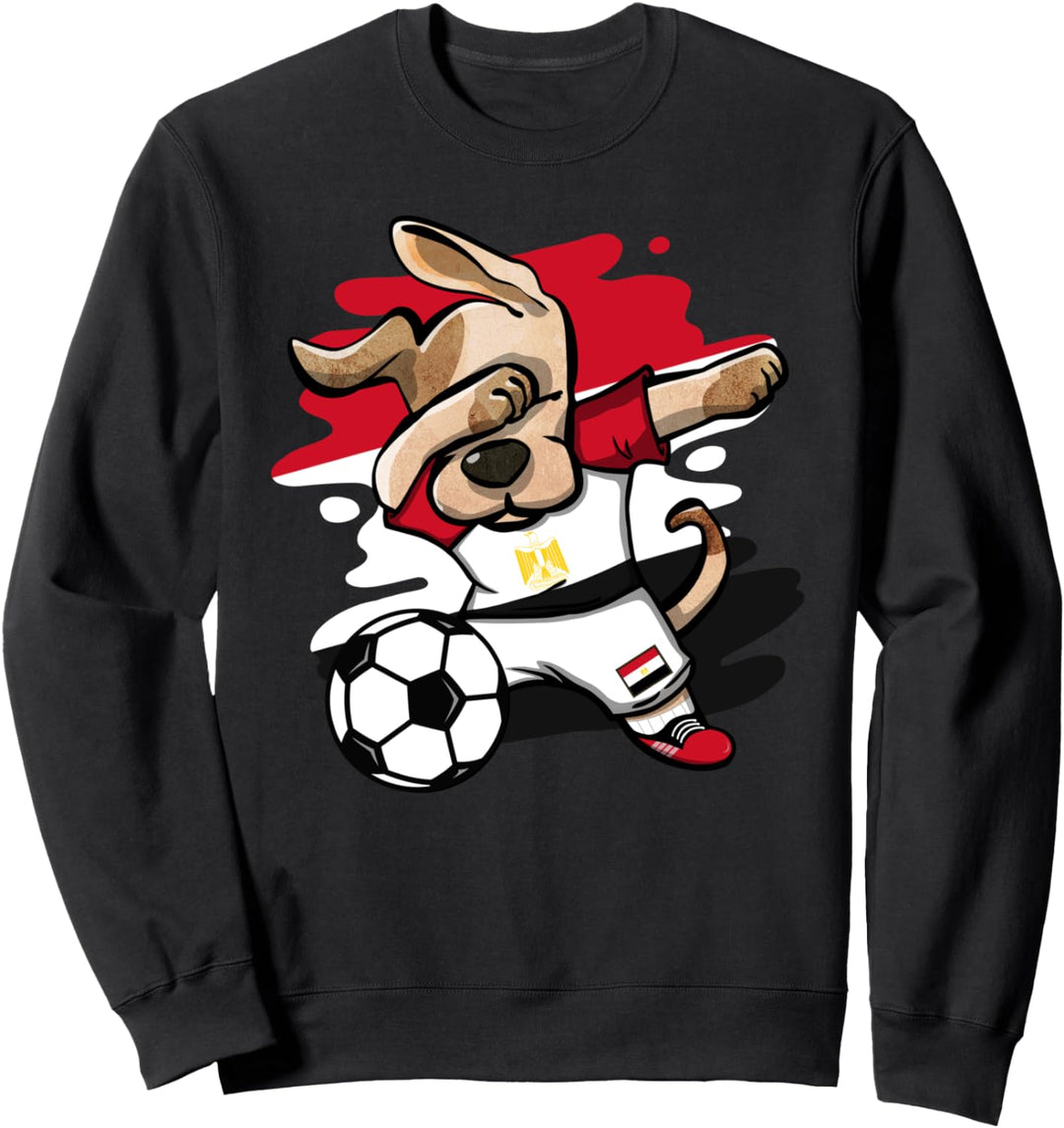 Lustiger Dabbing Hund Ägyptischer Fussball Ägyptische Flagge Sweatshirt