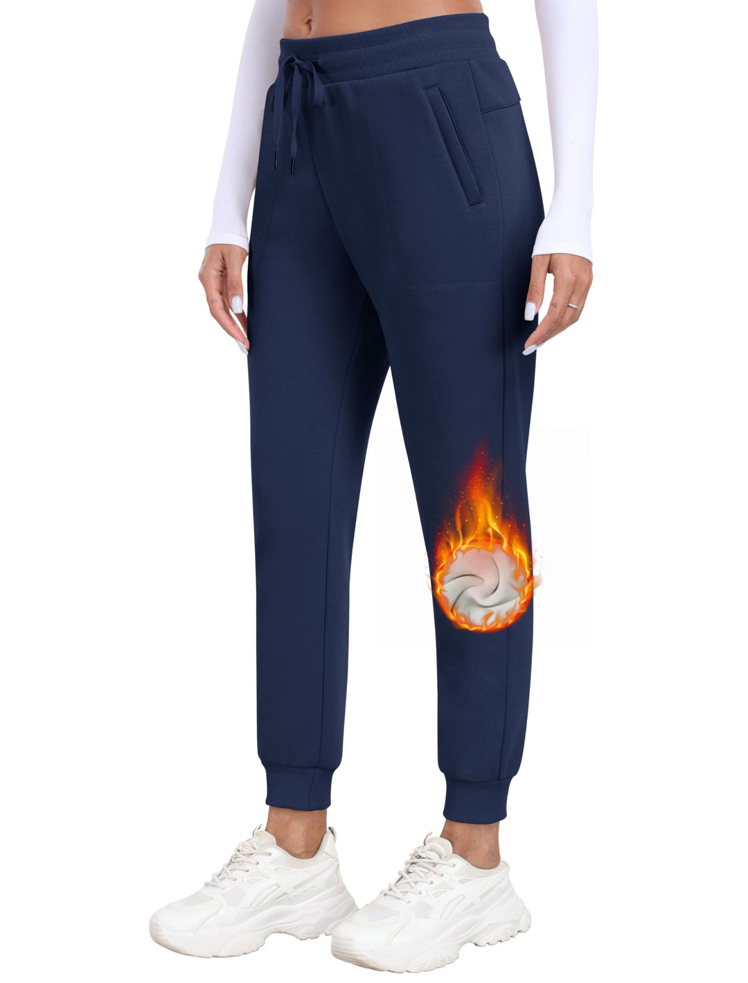 MoFiz Jogginghose Damen Thermohose Mikrofleece Sporthose Atmungsaktiv Waterproof Sweatpants mit Reis