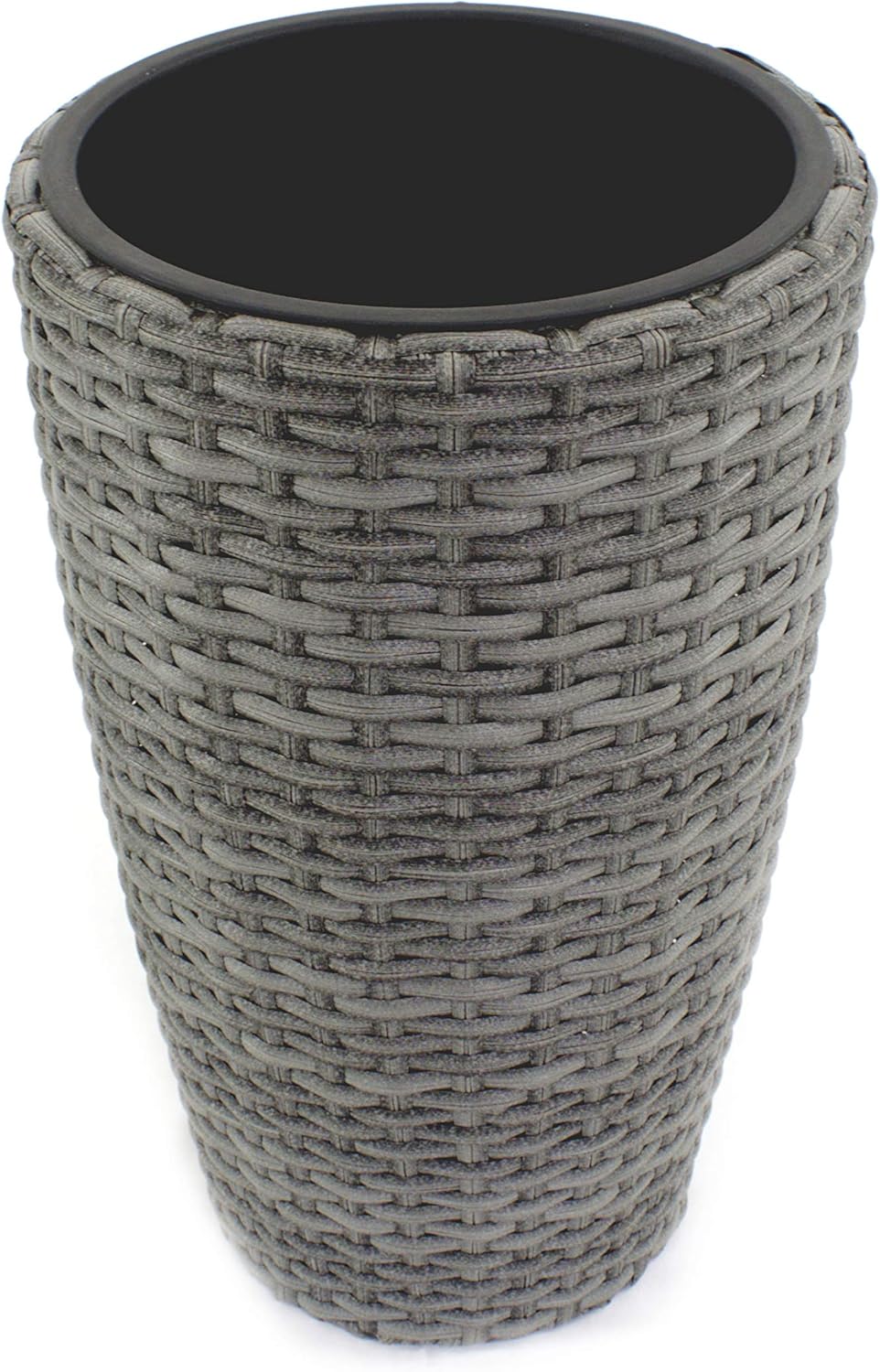DARO DEKO Rattan Blumentopf hoch rund Ø 37cm x 60cm anthrazit, &#xD8; 37cm x 60cm Anthrazit