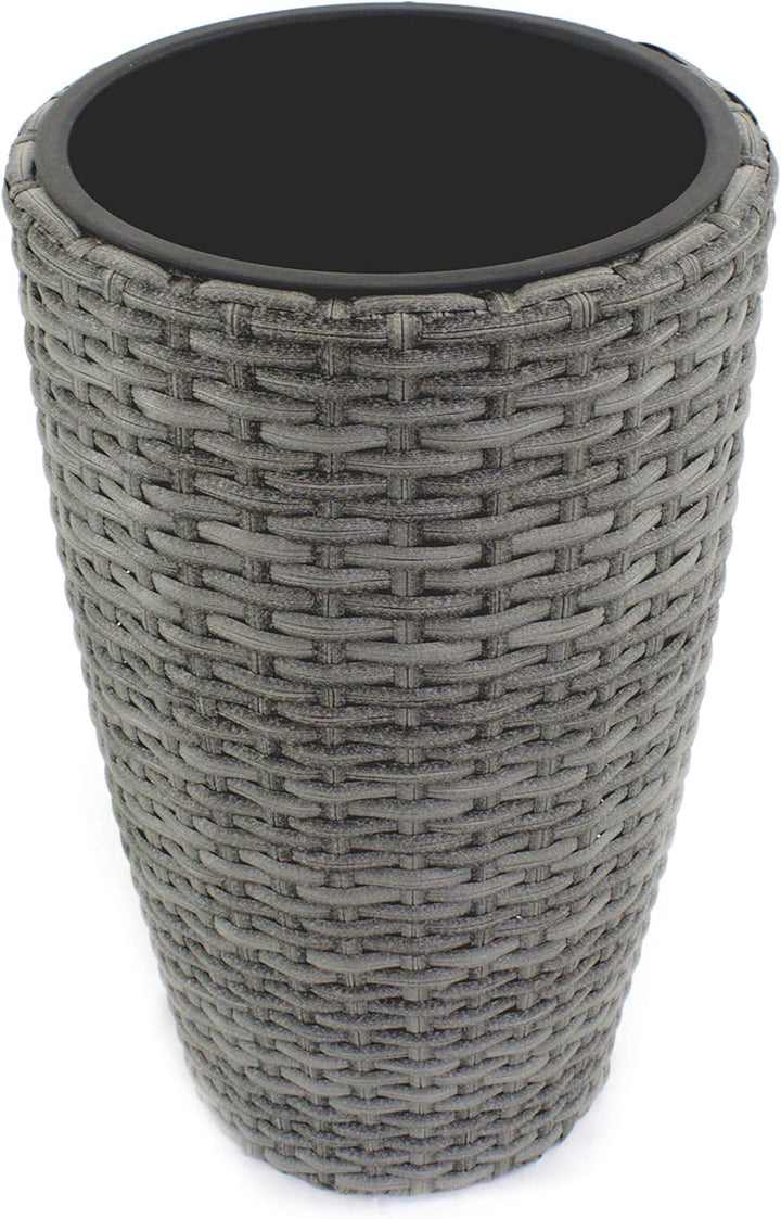 DARO DEKO Rattan Blumentopf hoch rund Ø 37cm x 60cm anthrazit, &#xD8; 37cm x 60cm Anthrazit