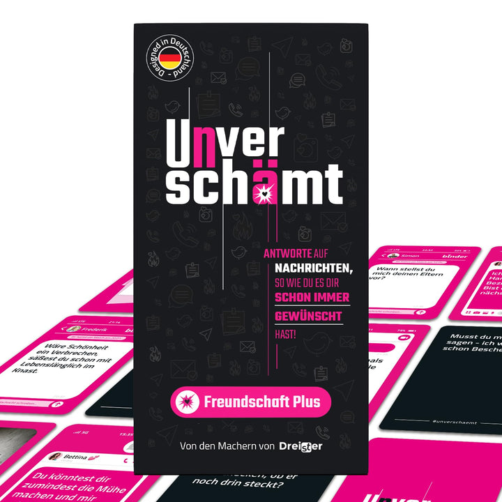 UNVERSCHÄMT Gesellschaftsspiele für Erwachsene - Freundschaft Plus - Designed in Deutschland - Karte