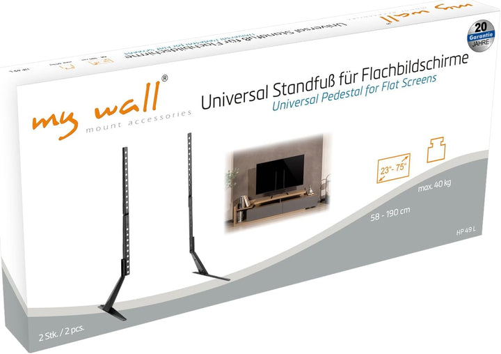 mywall TV Standfuss HP49L, TV-Ständer für Bildschirme 23-75 Zoll, TV Bodenständer höhenverstellbar i