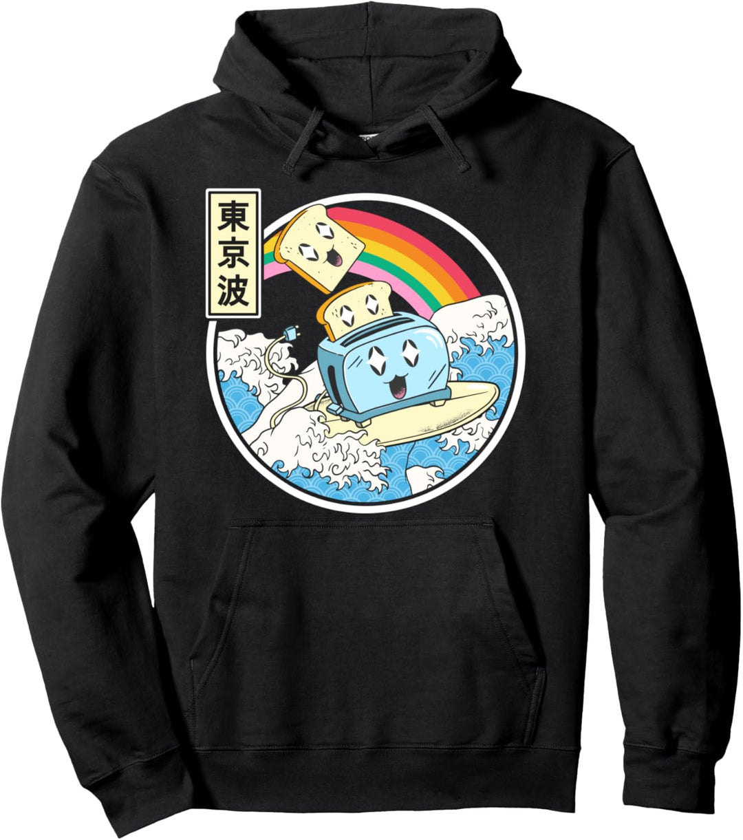 Surf-Toaster im japanischen Wellenstil Kawaii Vaporwave Anime Pullover Hoodie