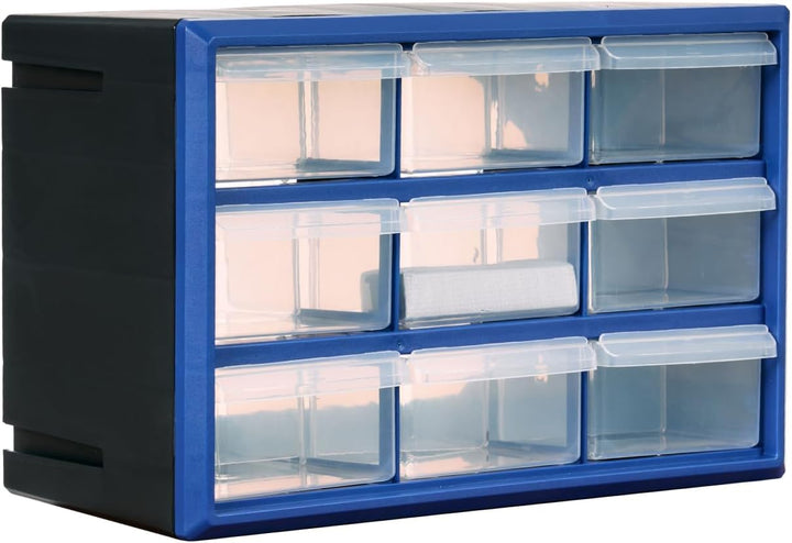 Kleinteilemagazin-Aufbewahrungsschrank mit 9 Schubladen, stapelbarer Hardware-Organizer mit durchsic