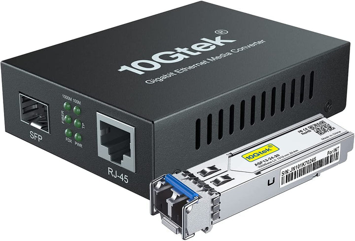 10Gtek® Gigabit Ethernet Medienkonverter, SFP Slot mit SFP LX Modul, Single-Mode Dual LC Faser, 1310