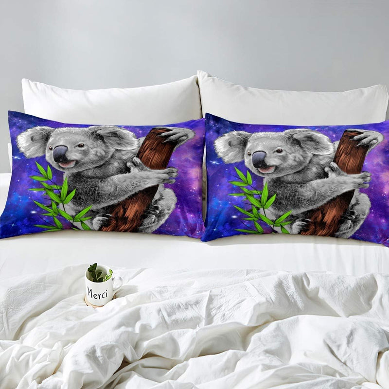 Tbrand Kinder Koala Bettwäsche Set 135x200cm Niedlicher Karikatur Zoo Tiermuster Bettbezug Set Für J