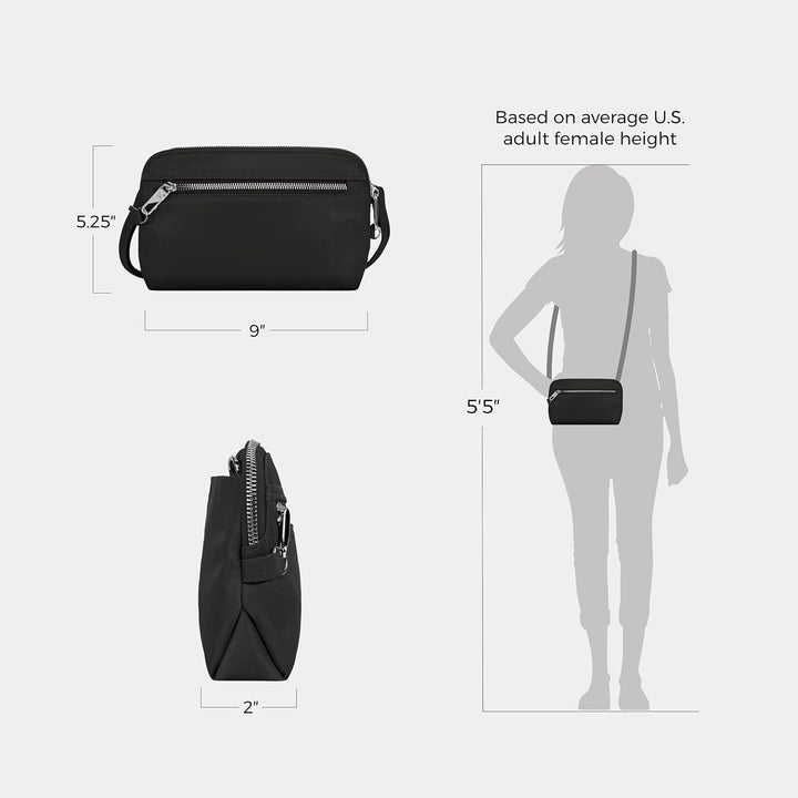 Travelon Damen Anti-theft Tailored Convertible Crossbody Clutch Umhängetasche Einheitsgrösse Onyx, E