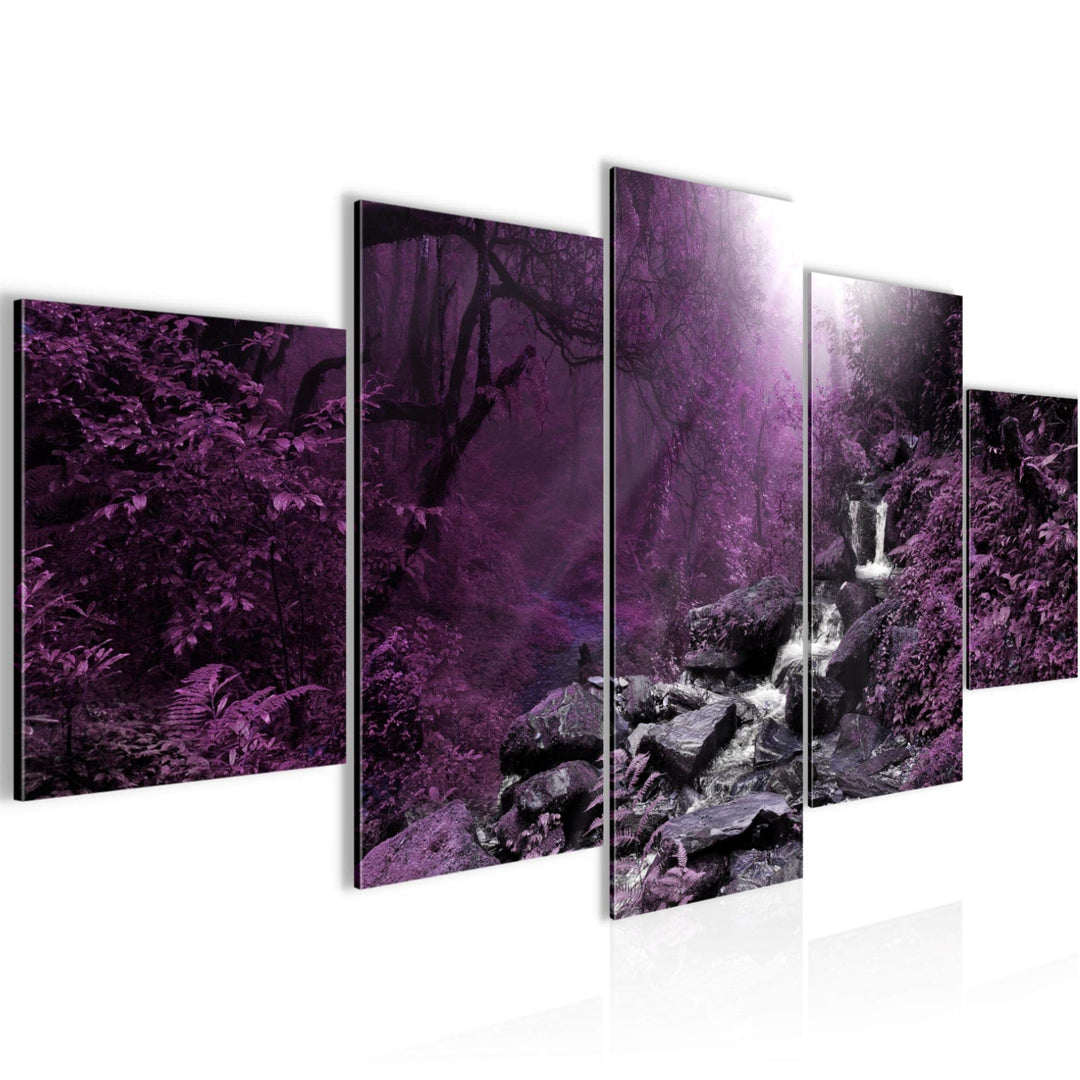 Runa Art Wandbilder Natur Wald 5 Teilig Bild auf Vlies Leinwand Deko Wohnzimmer Schlafzimmer Panoram