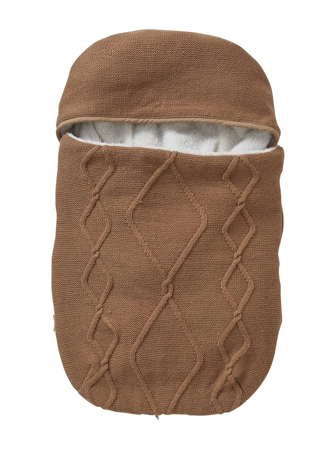 VERTBAUDET Strick-Fusssack für Babyschalen, Fleecefutter hellbraun ONE SIZE