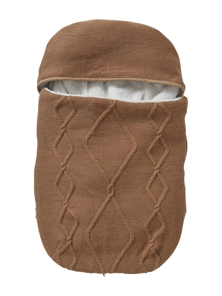 VERTBAUDET Strick-Fusssack für Babyschalen, Fleecefutter hellbraun ONE SIZE