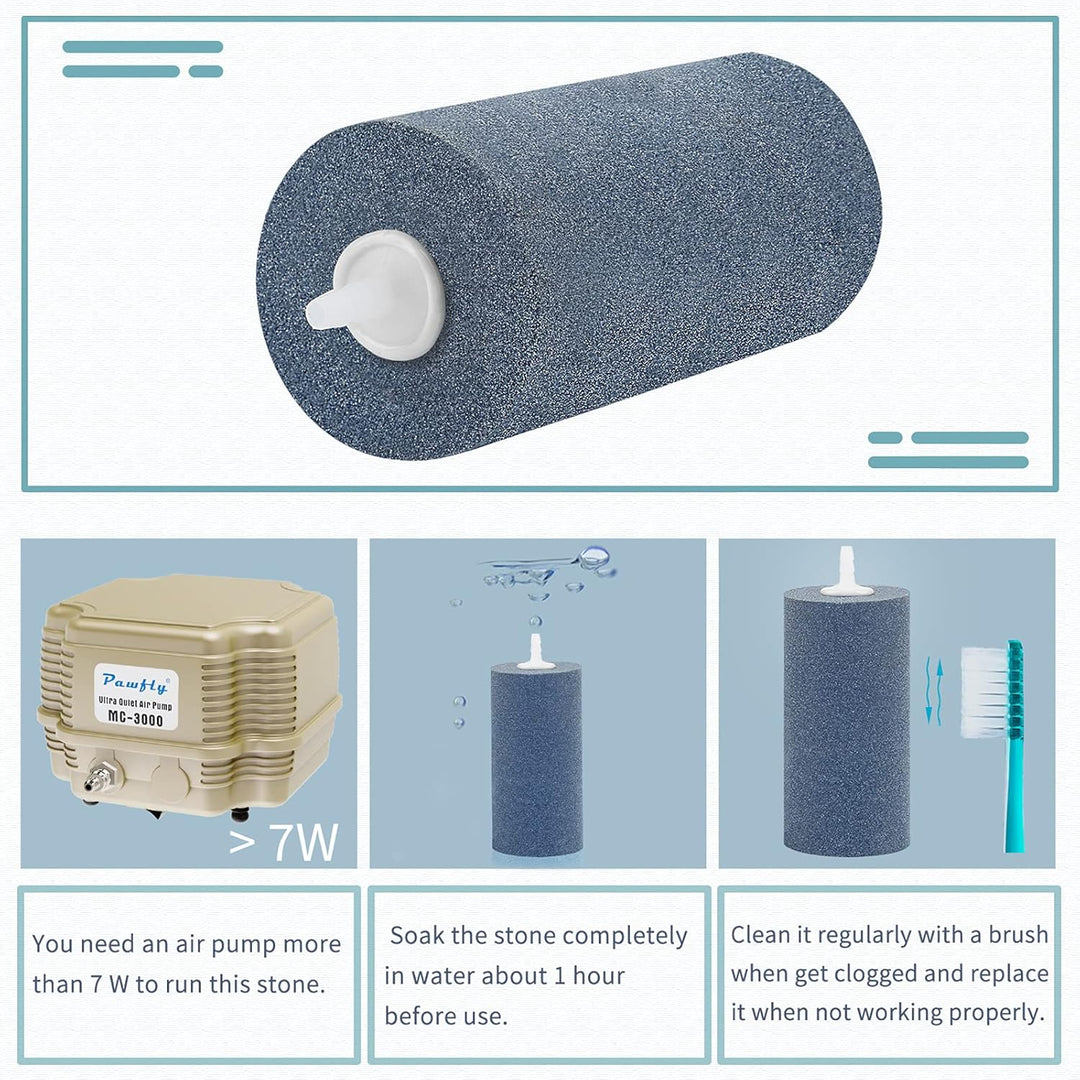 Pawfly 2 PCS grosser Luftstein-Zylinder 10 cm, Luftblasen-Diffusor für Teich und Aquarium Fischbecke