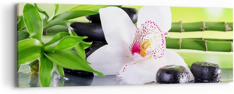 Panorama Bilder auf Leinwand blume orchidee Leinwandbild mit Rahmen 90x30cm Wandbilder Dekoration Wo