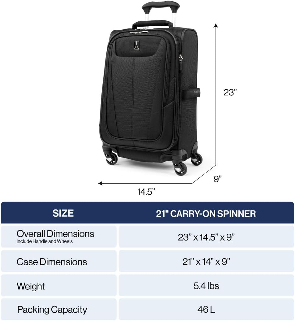 Travelpro Maxlite 5 Tragbarer Koffer, 53 cm, Schwarz (Schwarz) - 401176101, Schwarz